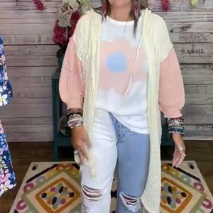 NWOT POL Thin Open Weave Hooded Cardigan